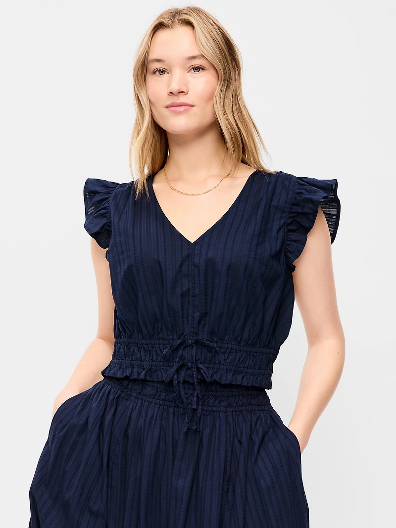 Flutter-Sleeve Poplin Top