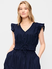 Flutter-Sleeve Poplin Top