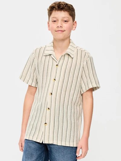 Oversized Short-Sleeve Sweater-Knit Shirt for Boys