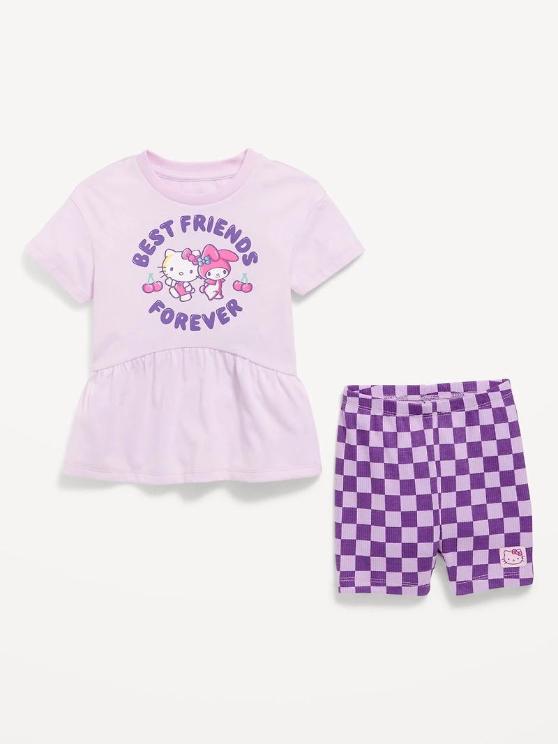 Hello Kitty® Short-Sleeve Graphic T-Shirt and Biker Shorts Set for Toddler Girls