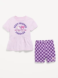 Hello Kitty® Short-Sleeve Graphic T-Shirt and Biker Shorts Set for Toddler Girls