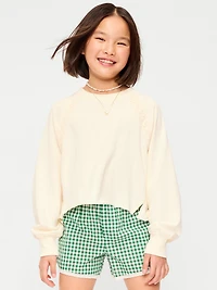 Lace-Trim French Terry Cropped Sweatshirt for Girls
