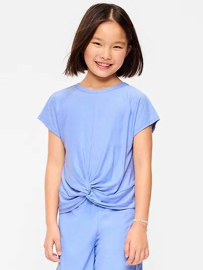 CloudMotion Short-Sleeve Front-Knot T-Shirt for Girls