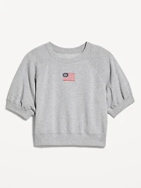 Short-Sleeve Cropped Raglan Sweatshirt
