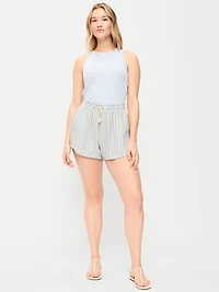 High-Waisted Crinkle Gauze Shorts