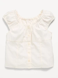 Fitted Button-Front Poplin Top for Girls
