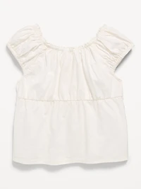 Fitted Button-Front Poplin Top for Girls