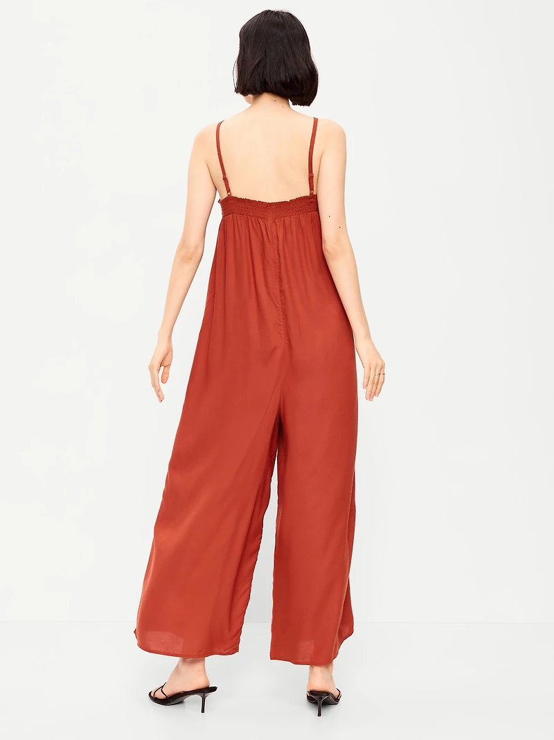 Airy Smocked-Top Jumpsuit