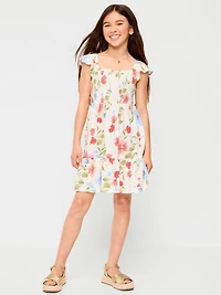 Printed Smocked Fit and Flare Dress for Girls