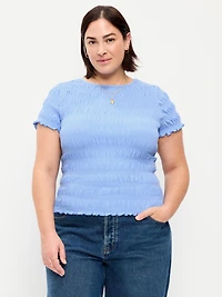 Slit-Neck Smocked Top