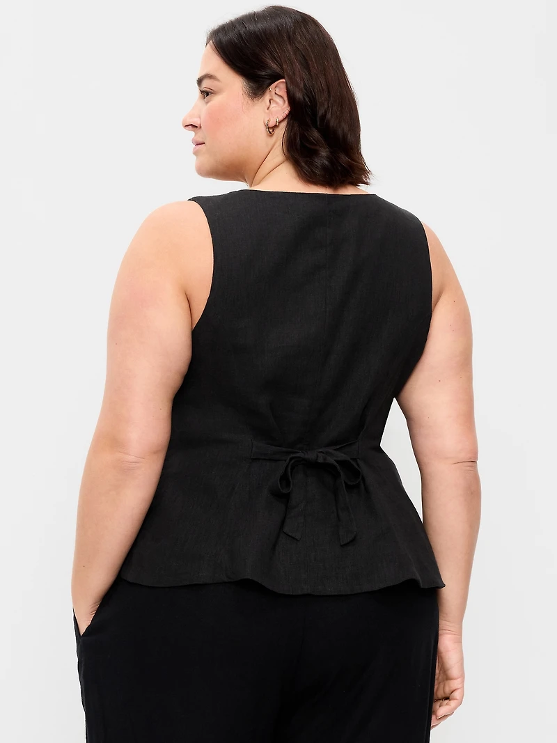 Button-Down Linen Blend Top