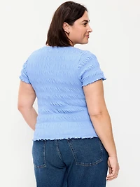 Slit-Neck Smocked Top