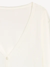 Merino Wool-Blend Sheer Cropped V-Neck Cardigan