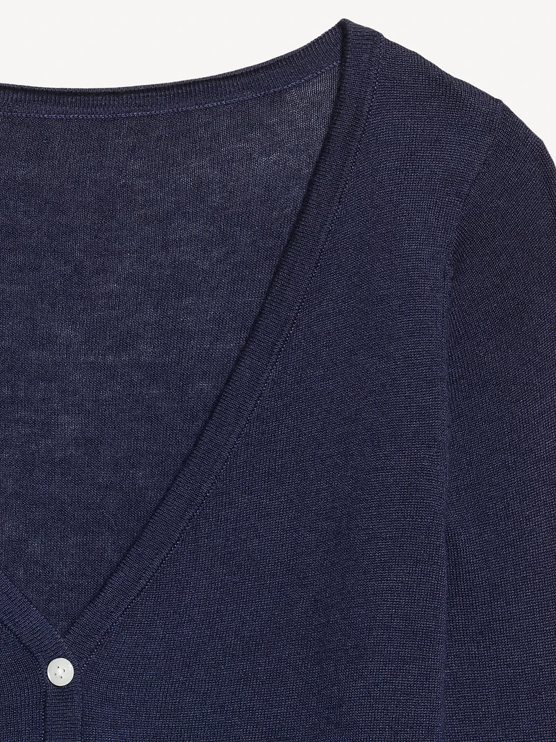 V-Neck Long-Sleeve Sheer Cropped Cardigan