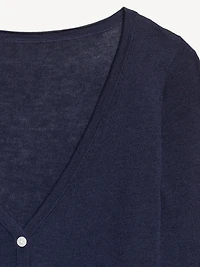 V-Neck Long-Sleeve Sheer Cropped Cardigan