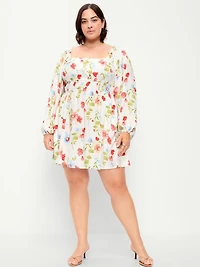 Long-Sleeve Crepe Mini Dress