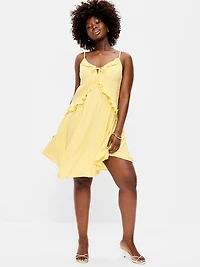 Ruffle-Trim Asymmetrical Mini Dress