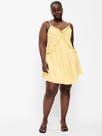 Ruffle-Trim Asymmetrical Mini Dress