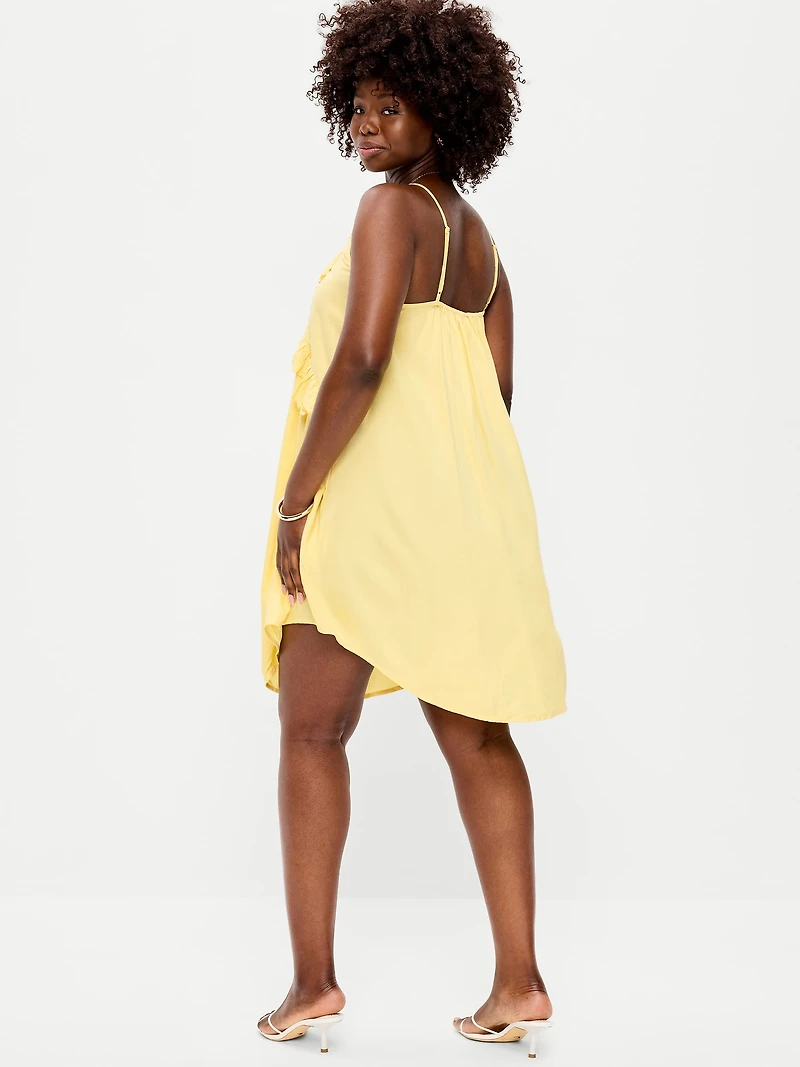 Ruffle-Trim Asymmetrical Mini Dress