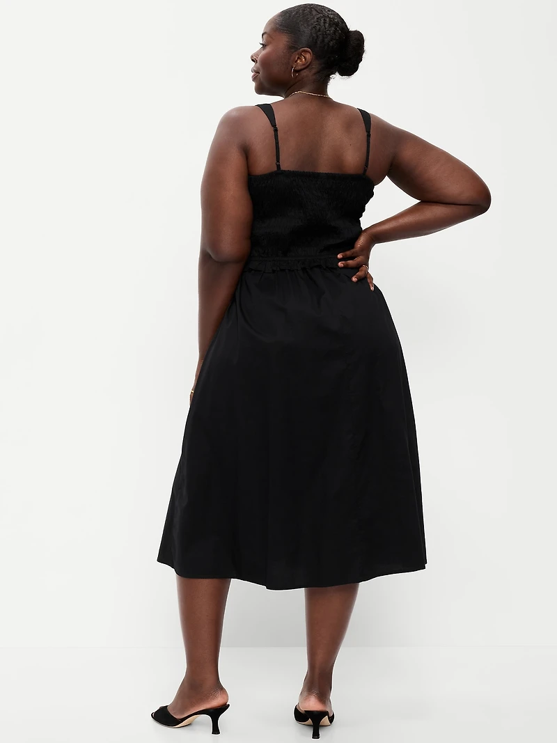 Fit & Flare Smocked-Bodice Midi Dress