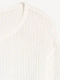 Seaside Cotton Open-Stitch Cropped Sweater