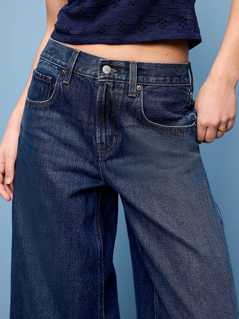 Mid-Rise Baggy Cropped Jeans