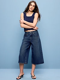 Mid-Rise Baggy Cropped Jeans