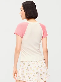 Short-Sleeve Pointelle Pajama Top