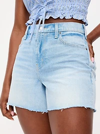 Curvy High-Waisted Baggy Jean Cut-Off Shorts - 5-inch inseam