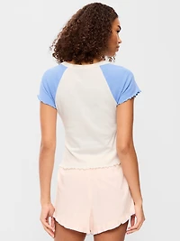 Short-Sleeve Pointelle Sleep Top