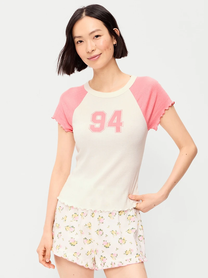 Short-Sleeve Pointelle Pajama Top