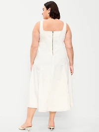 Fit & Flare Sleeveless Denim Midi Dress