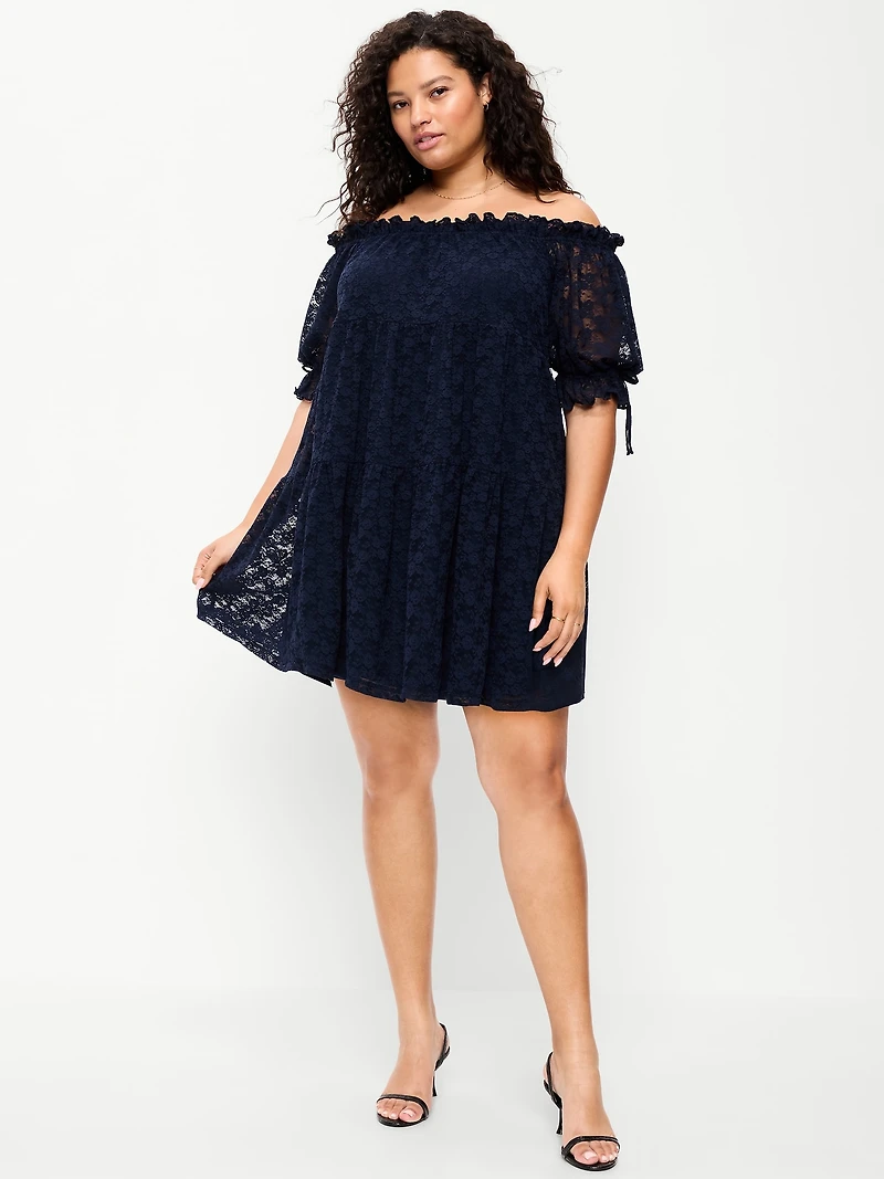 Off-The-Shoulder Lace Mini Dress