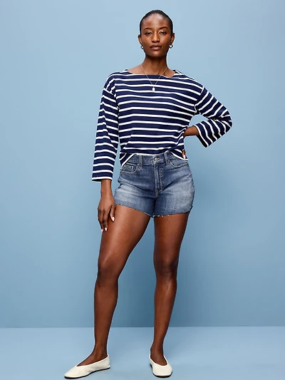 Curvy High-Waisted OG Jean Cut-Off Shorts -- 4-inch inseam