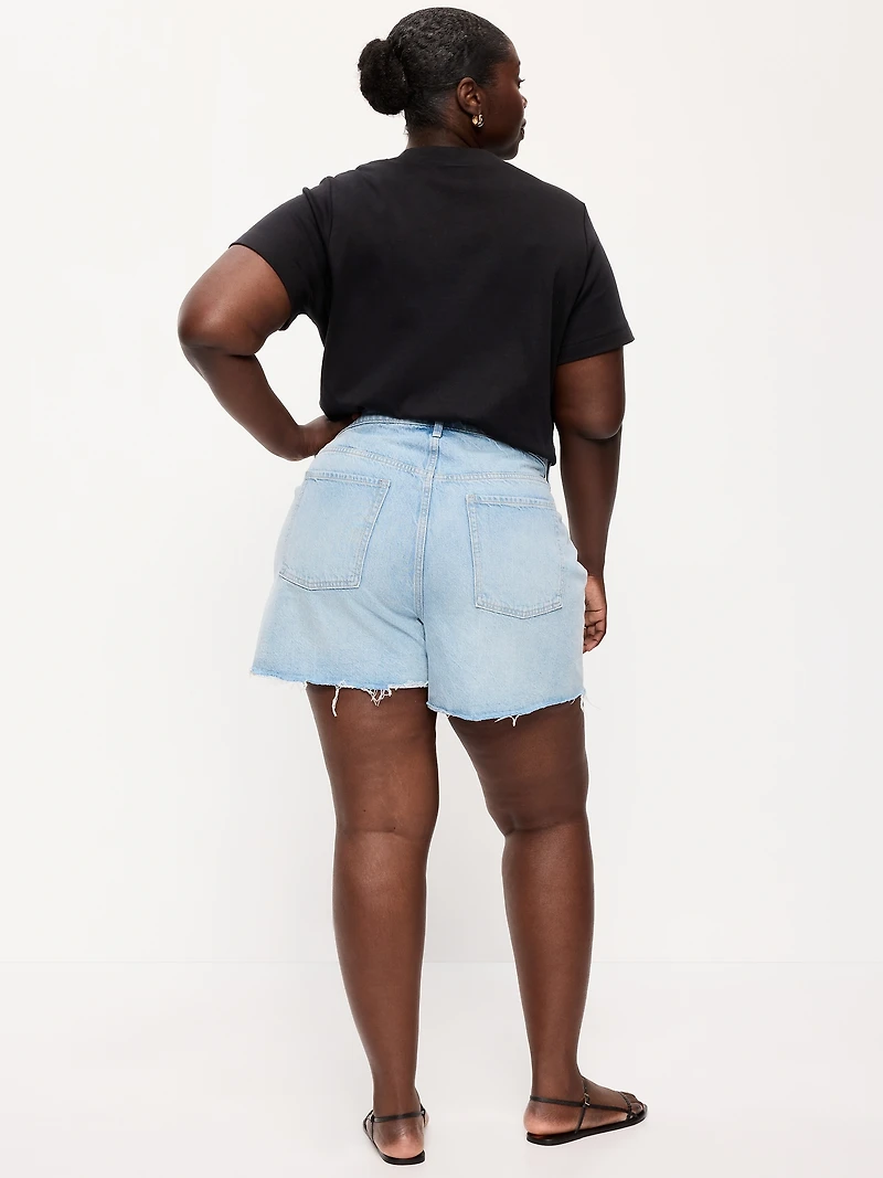 Curvy High-Waisted Baggy Jean Cut-Off Shorts - 5-inch inseam