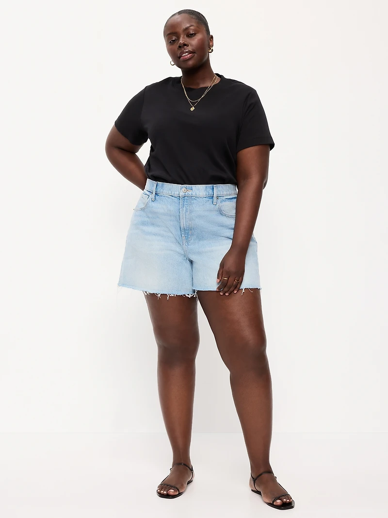 Curvy High-Waisted Baggy Jean Cut-Off Shorts - 5-inch inseam