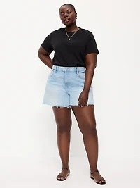 Curvy High-Waisted Baggy Jean Cut-Off Shorts - 5-inch inseam
