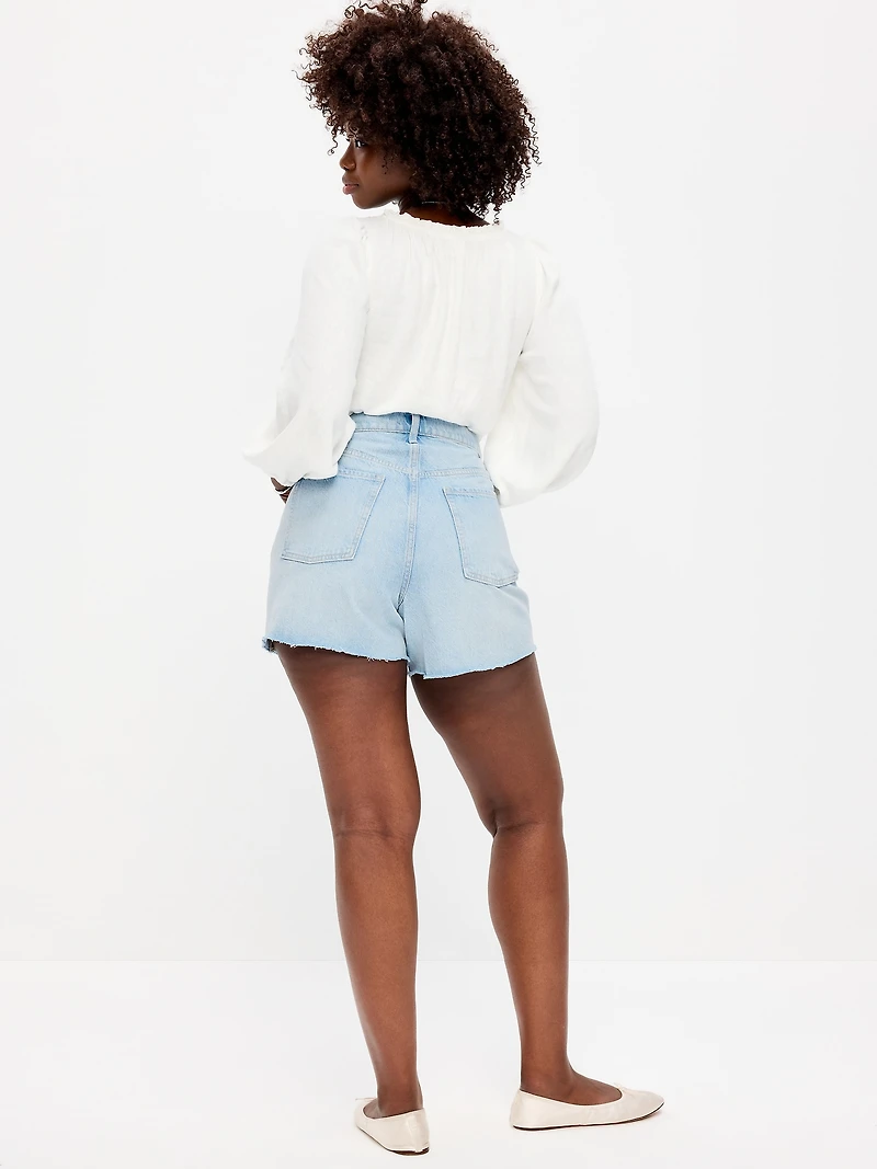 Curvy High-Waisted Baggy Jean Cut-Off Shorts - 5-inch inseam