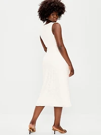 Side-Drape Jersey Jaquard Midi Dress