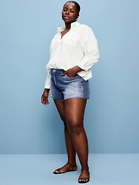 Curvy High-Waisted OG Jean Cut-Off Shorts -- 4-inch inseam