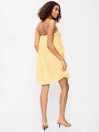 Ruffle-Trim Asymmetrical Mini Dress