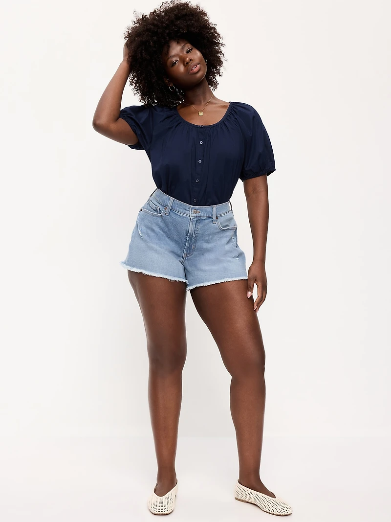 Curvy High-Waisted OG Jean Cut-Off Shorts - 4-inch inseam