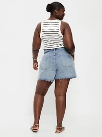 Curvy High-Waisted Baggy Jean Shorts -- 5-inch inseam