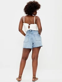 Curvy High-Waisted Baggy Jean Shorts -- 5-inch inseam