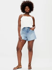 Curvy High-Waisted Baggy Jean Shorts -- 5-inch inseam