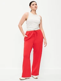 Mid-Rise Dynamic Fleece Textured Wide-Leg Sweatpants