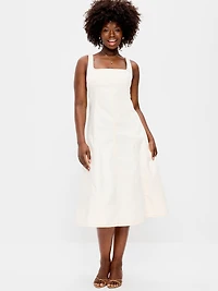 Fit & Flare Sleeveless Denim Midi Dress