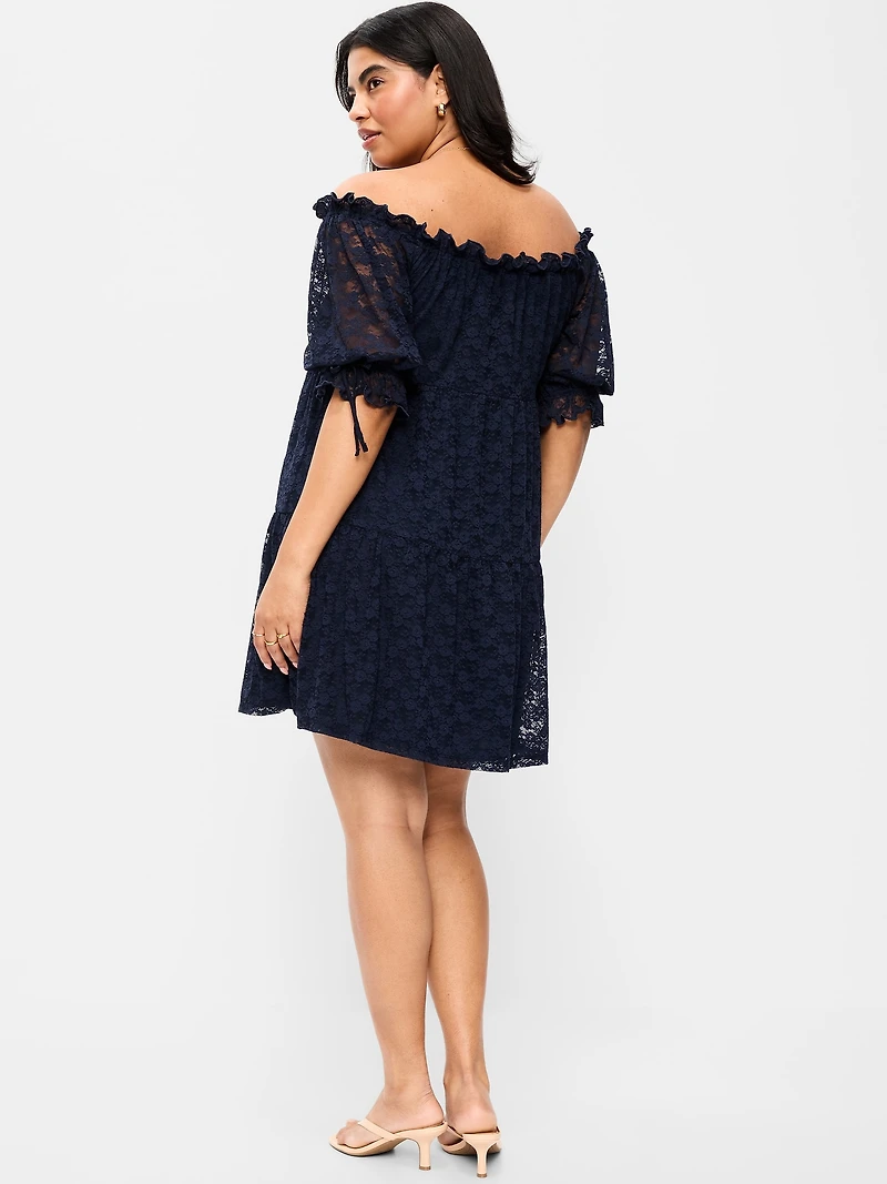 Off-The-Shoulder Lace Mini Dress
