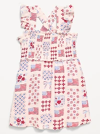 Printed Sleeveless Smocked Dress for Toddler Girls