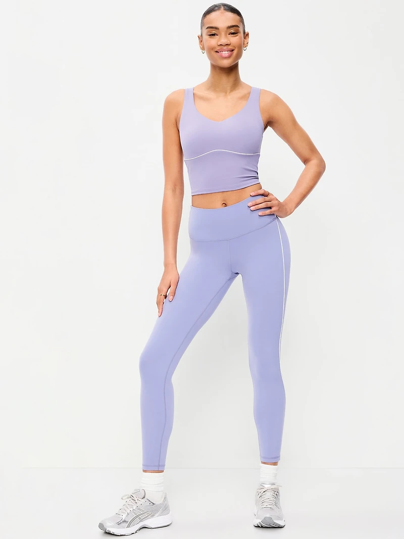 High-Waisted StudioSmooth 7/8 Side-Striped Leggings